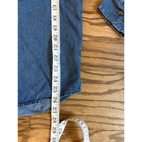 Open Trails Denim Button Down Shirt Medium Blue 100% Cotton Casual Workwear - Picture 4 of 7